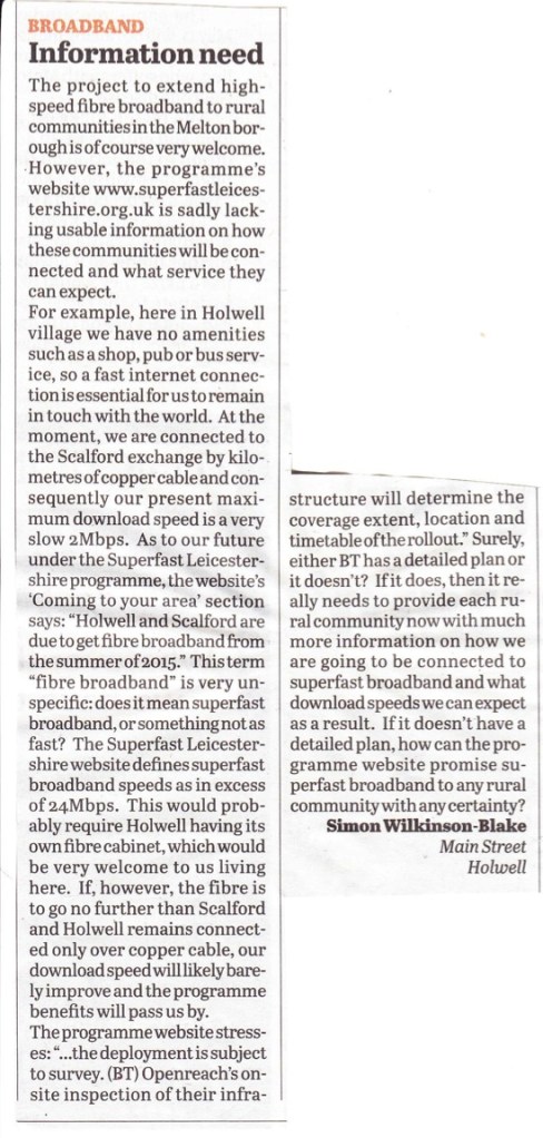 Melton Times re SFBB 1 May 14