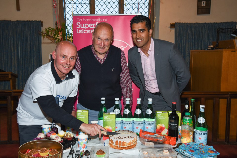 L-R: Holwell Digital Champion Simon Wilkinson-Blake, Cllr Joe Orson Leicestershire County Council, Kasam Hussain BT Project Manager Superfast Leicestershire Pic: Jon Holmes www.jonholmesphotography.com